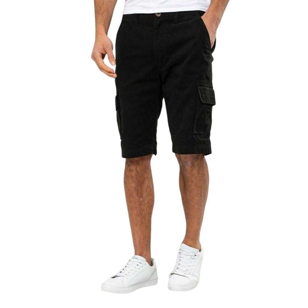 Threadbare Mens Bute Regular Cargo Shorts / Black